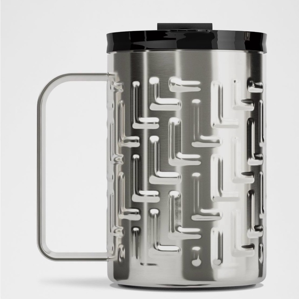 New LULULEMON Insulated Mug 12 oz L Monogram, Stainless Steel/Black